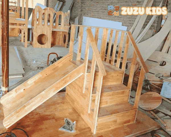 cầu trượt bằng gỗ đồ chơi vận động ngoài trời tự làm zuzukids